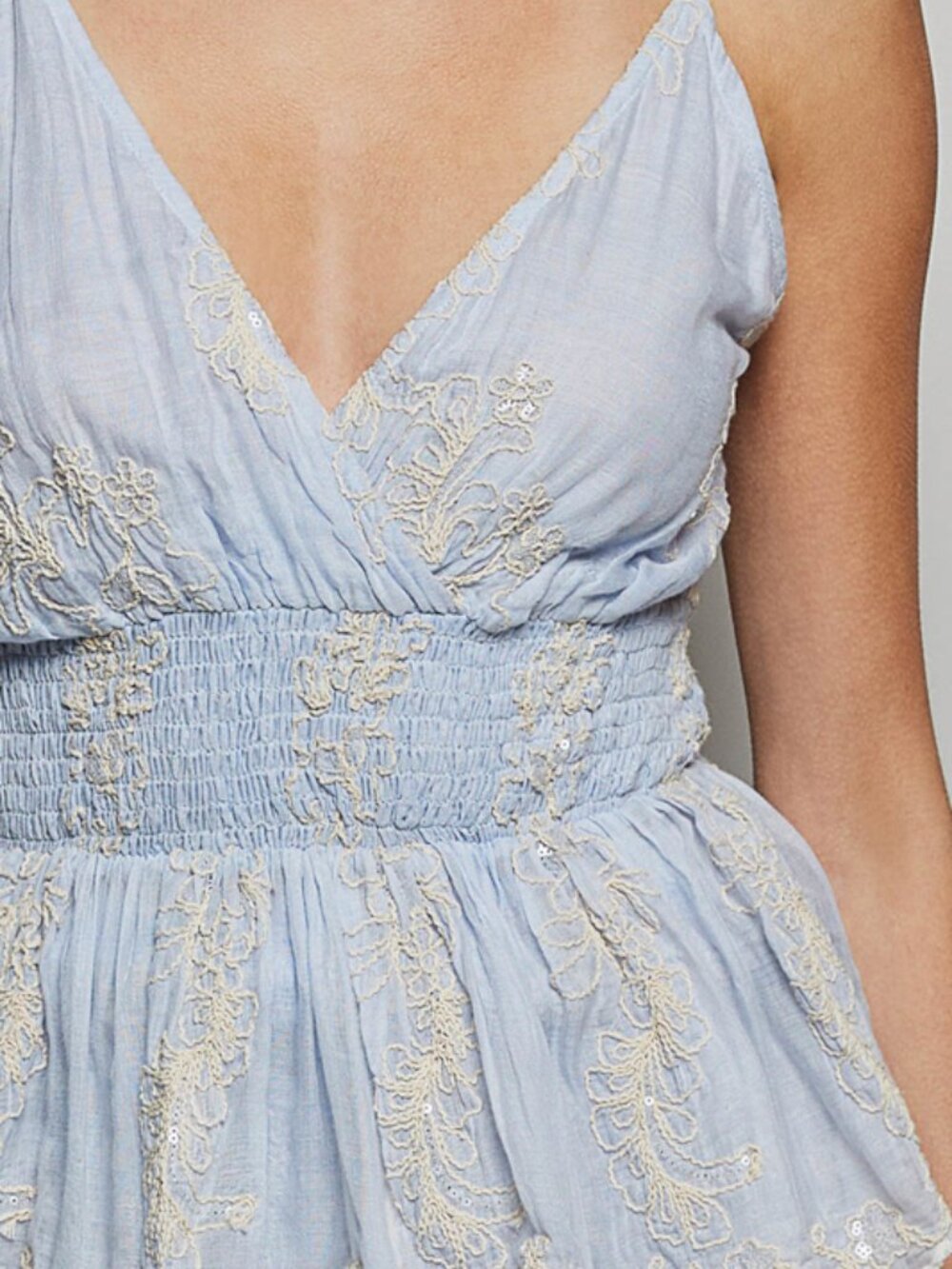 POL V NECK TANK WITH EMBROIDERY-LIGHT BLUE